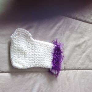 Charming White and Purple Kids Mittens